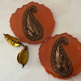 Misa Agate Coaster/T-Lite Holder- Rustic Orange & Gold 4 IMG 6867