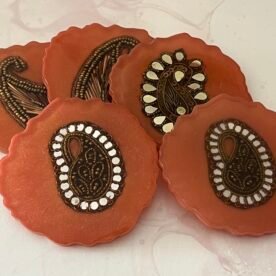 Misa Agate Coaster/T-Lite Holder- Rustic Orange & Gold 7 IMG 6870