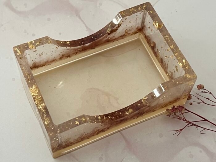 Misa Rectangle Coaster Stand- Transparent with Gold Leaf - Image 2