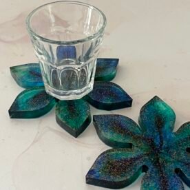 Misa Flora Coasters/T-lite Holders- Blue & Green hues 4 IMG 6915