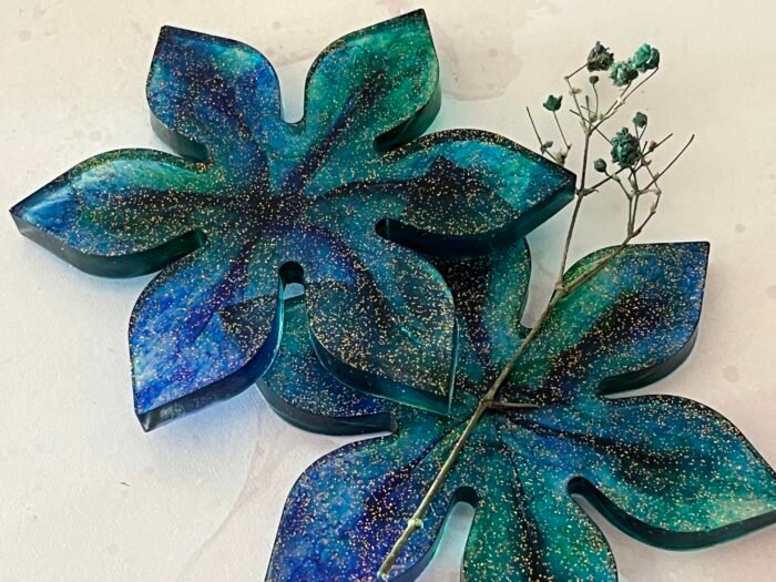 Misa Flora Coasters/T-lite Holders- Blue & Green hues