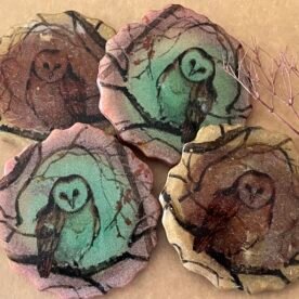 Misa Agate Coasters/T-Lite Holder- Brown with Découpage Owls 3 IMG 6984