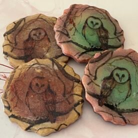 Misa Agate Coasters/T-Lite Holder- Brown with Découpage Owls 4 IMG 6985