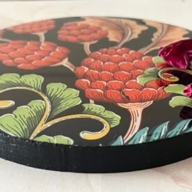 Misa Allium Coaster- Black with Magnolia Découpage 5 IMG 6991