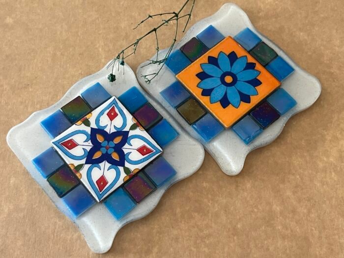 Misa Cornus Agate Coasters- White with Ceramic tiles - Image 2