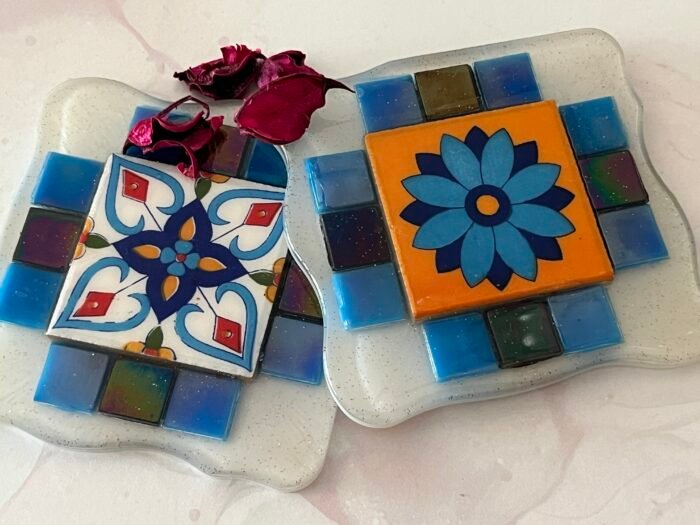 Misa Cornus Agate Coasters- White with Ceramic tiles - Image 3