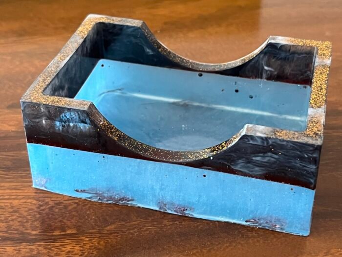 Misa Rectangle Coaster Stand- Blue, Black & Flowers - Image 2