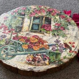 Misa Wooden Agate Allium Coaster- Flower Cart Découpage 6 IMG 7286