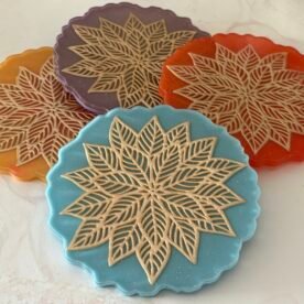 Misa Allium Agate Coasters/T-Lite Holder- Golden Flower in Resin 3 IMG 7322