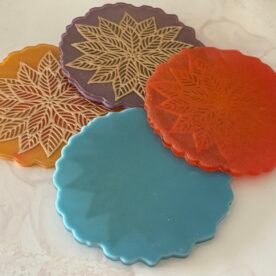 Misa Allium Agate Coasters/T-Lite Holder- Golden Flower in Resin 4 IMG 7324