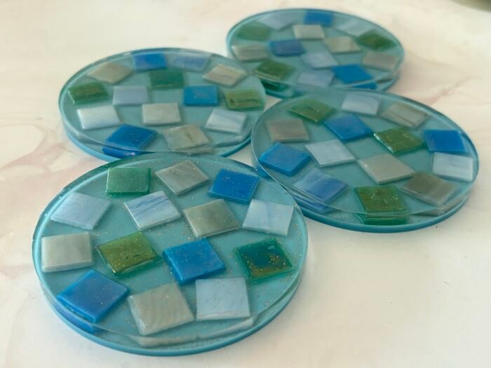 Misa Allium Coasters- Blue with Mosaic tiles - Image 4