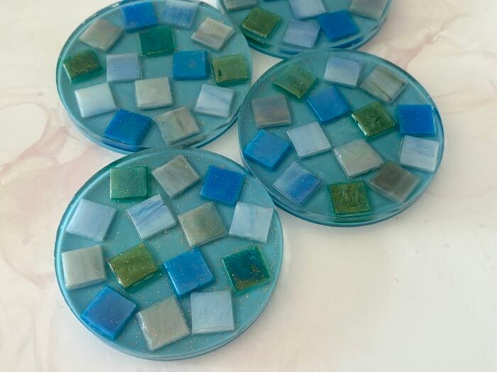 Misa Allium Coasters- Blue with Mosaic tiles - Image 3