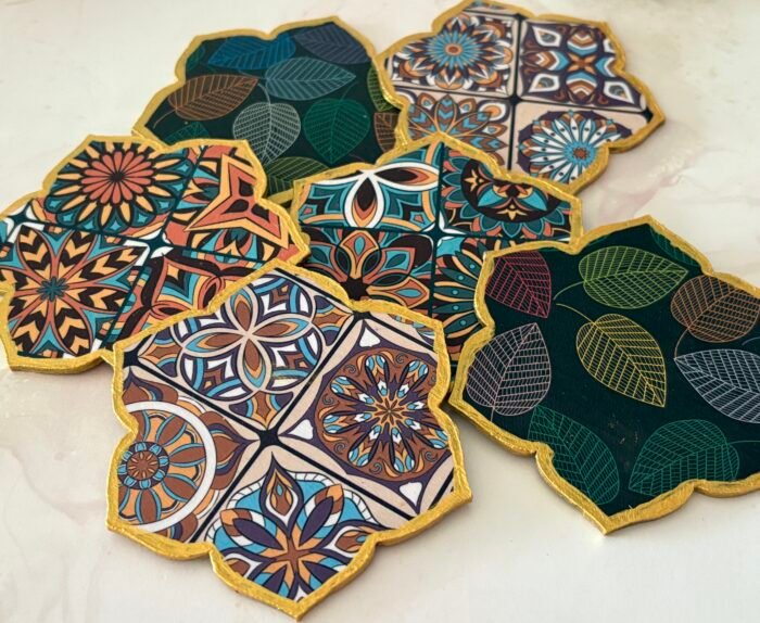 Misa Flora MDF Coasters- Mandala Découpage (Set of 6)