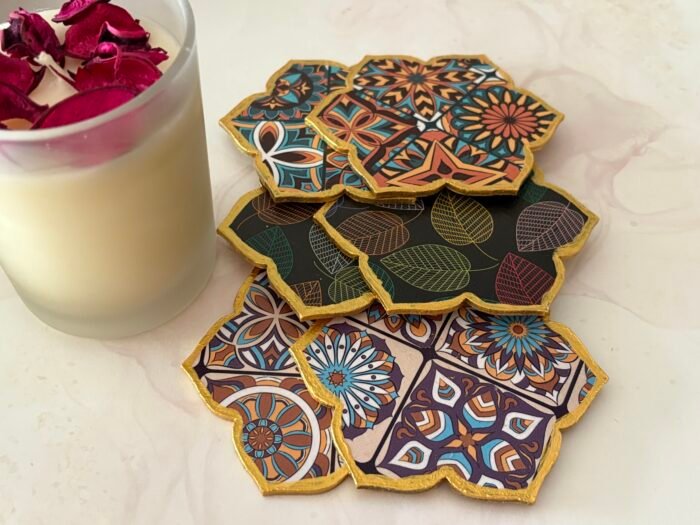 Misa Flora MDF Coasters- Mandala Découpage (Set of 6) - Image 2