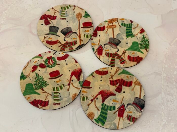 Misa Allium MDF Coasters- Snowmen Découpage - Image 2