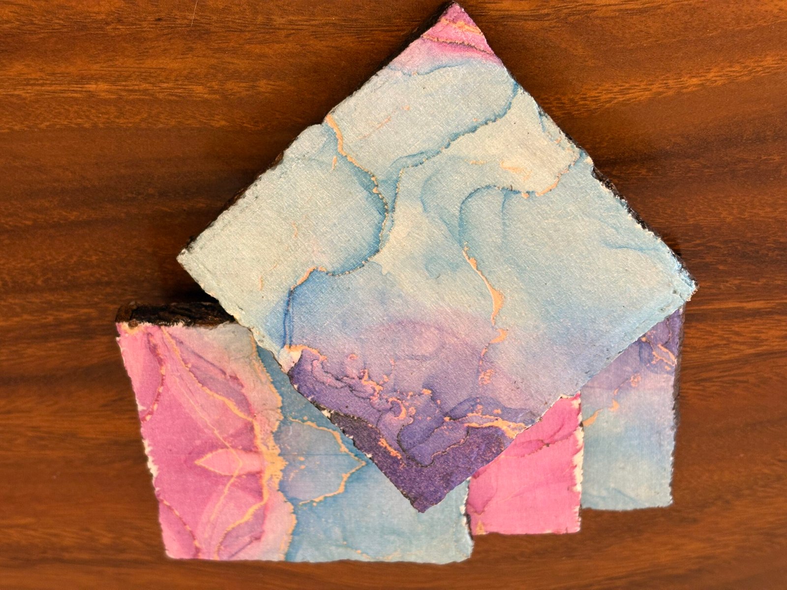 Misa Wooden Agate Cornus Coasters- Marble Effect (Pink, Blue, Purple) Découpage 5 Misa Wooden Agate Cornus Coasters- Marble Effect (Pink, Blue, Purple) Découpage - Image 4