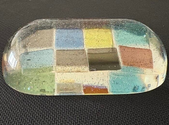 Misa Achillea Paper Weight- Blue with Glass Tiles - Image 2