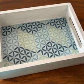Misa Emerald Wooden Tray- Silver White with Geometric Découpage 3 IMG 7684