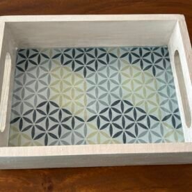 Misa Emerald Wooden Tray- Silver White with Geometric Découpage 4 IMG 7685