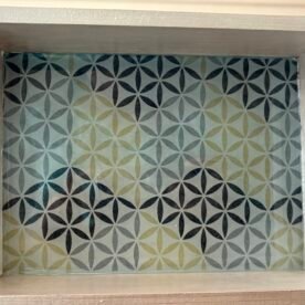 Misa Emerald Wooden Tray- Silver White with Geometric Découpage 5 IMG 7686