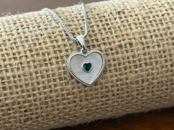 Misa Emerald in Heart Necklace