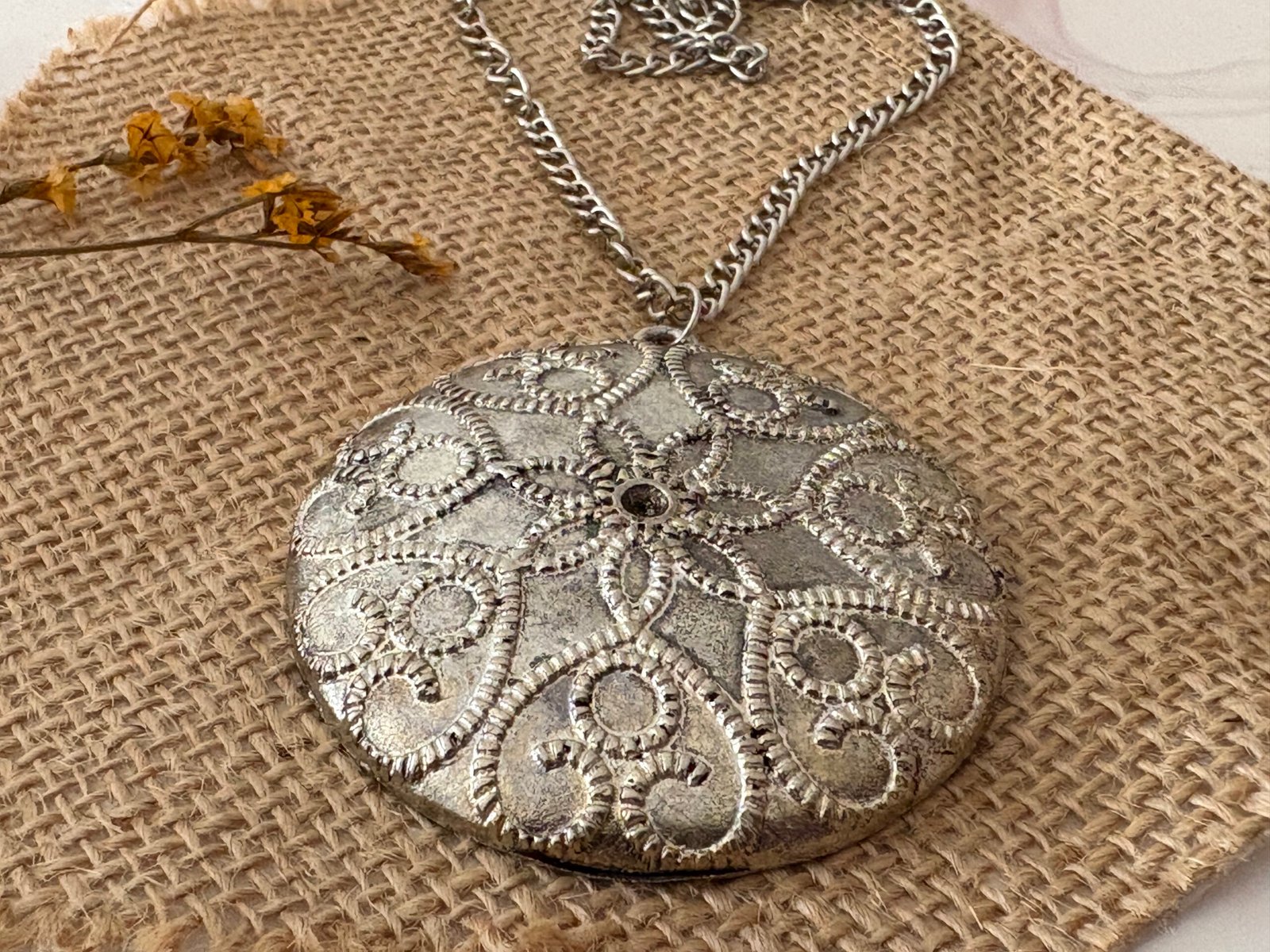 Misa Silver Lace Mandala Pendant Necklace 5 IMG 0900 scaled