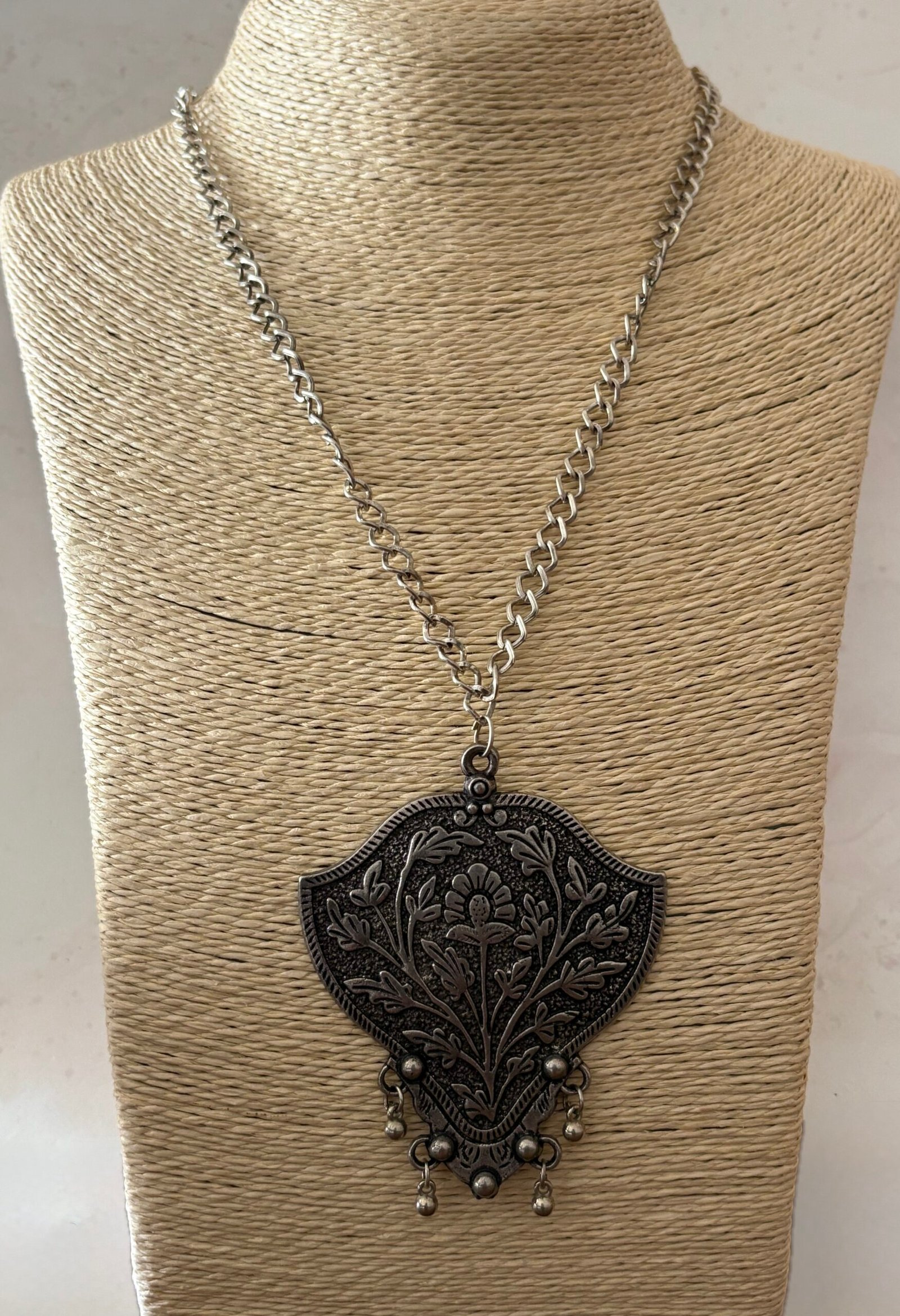 Misa Antique Blossom Shield Pendant Necklace 5 Misa Antique Blossom Shield Pendant Necklace - Image 4